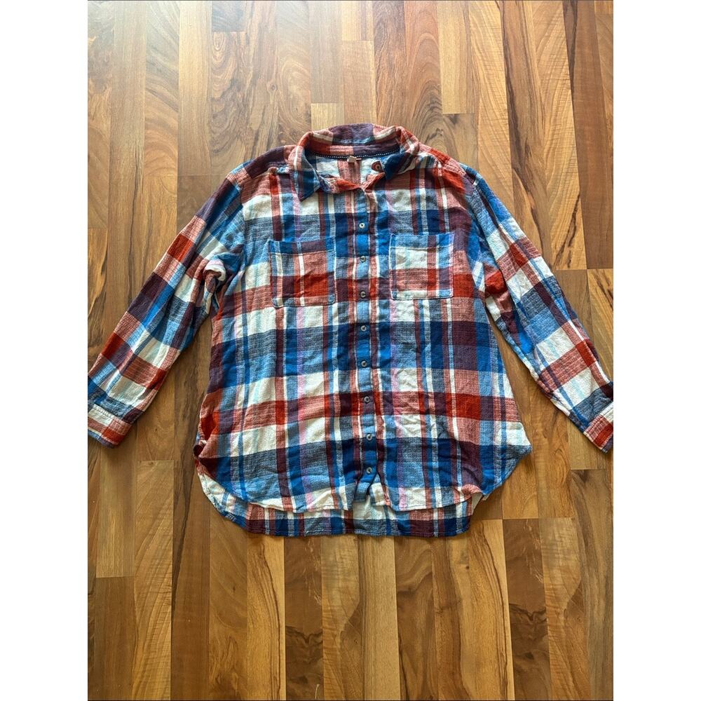 Pilcro By Anthropologie Woman’s Rainbow Plaid Button-Up Shirt - Red, Blue, Cream - Picture 2 of 13